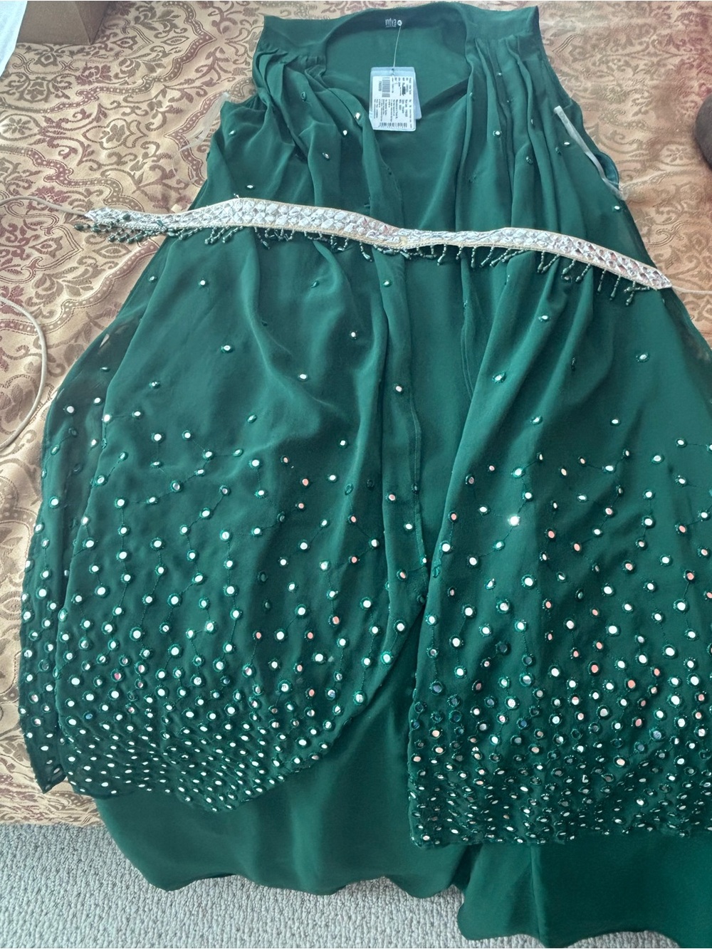 Emerald Green Beaded Evening Dress